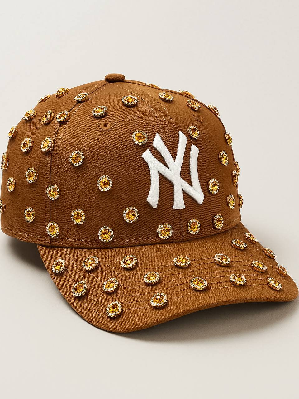 Brown New York Yankees Cap- Full Gemstone Edition